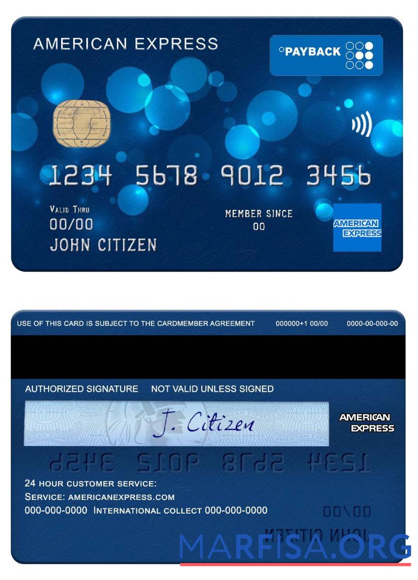 Realistic USA Regions bank amex payback card template